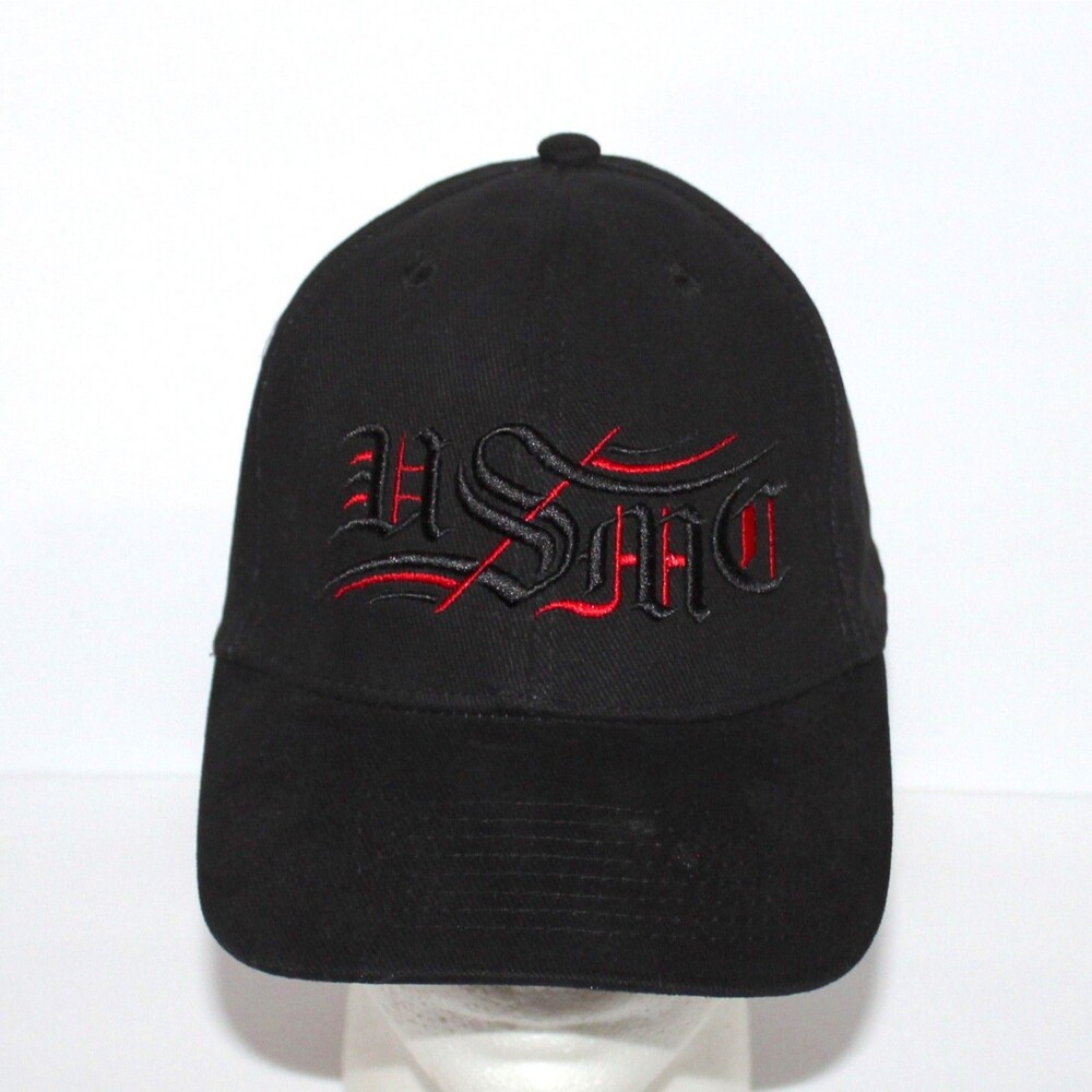 Headmost USMC black Hat cap US Marine Corps gothic letters military